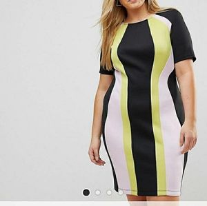 ASOS Curve Black, Yellow, and Pink Dress size 16